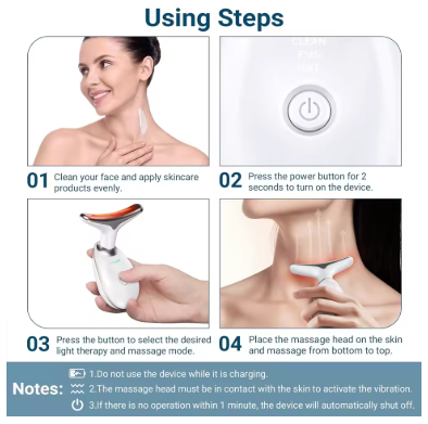 Neck & Face Massager with 3Colour Modes for Skin